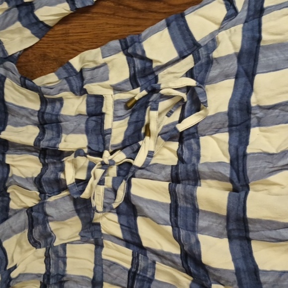 Maybe Blue and White Large Print Gingham 1/2 Sleeve Dress SSS - Picture 7 of 8